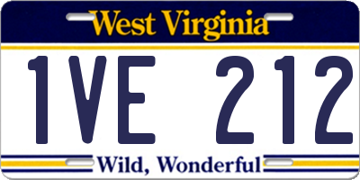 WV license plate 1VE212