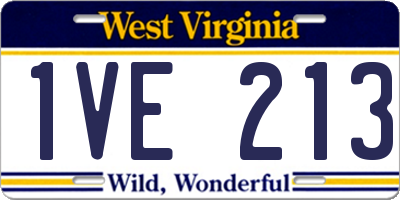 WV license plate 1VE213