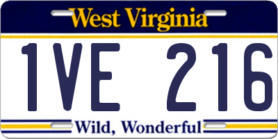 WV license plate 1VE216