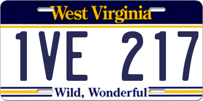 WV license plate 1VE217