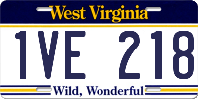 WV license plate 1VE218