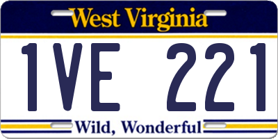 WV license plate 1VE221