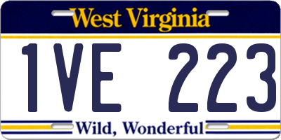 WV license plate 1VE223