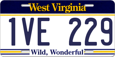 WV license plate 1VE229