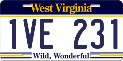 WV license plate 1VE231