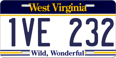 WV license plate 1VE232