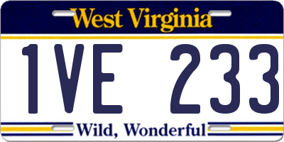WV license plate 1VE233