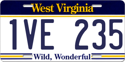 WV license plate 1VE235
