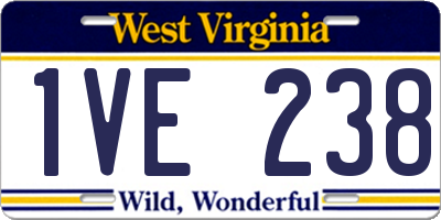 WV license plate 1VE238