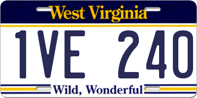 WV license plate 1VE240