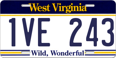 WV license plate 1VE243