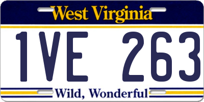 WV license plate 1VE263