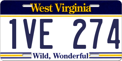 WV license plate 1VE274