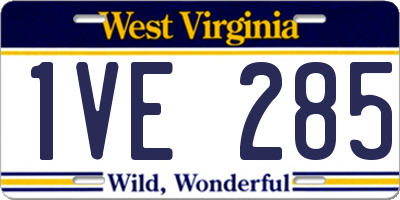 WV license plate 1VE285