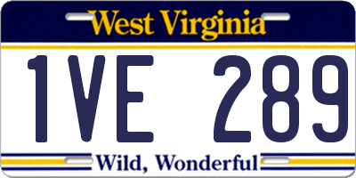 WV license plate 1VE289
