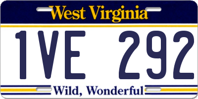 WV license plate 1VE292