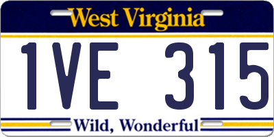 WV license plate 1VE315