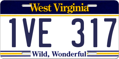 WV license plate 1VE317