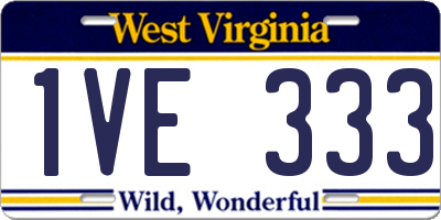 WV license plate 1VE333