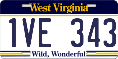 WV license plate 1VE343