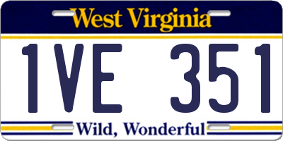 WV license plate 1VE351