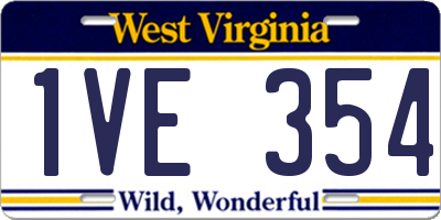 WV license plate 1VE354