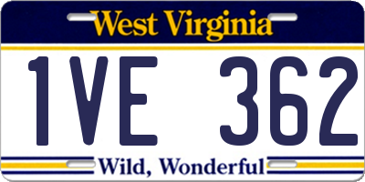 WV license plate 1VE362