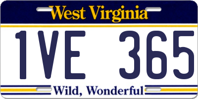 WV license plate 1VE365