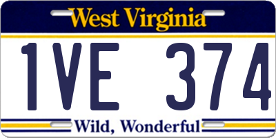 WV license plate 1VE374