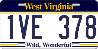 WV license plate 1VE378