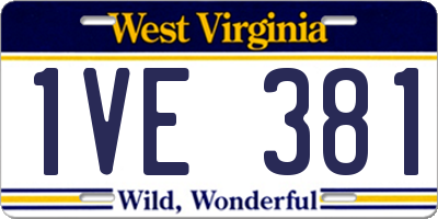 WV license plate 1VE381