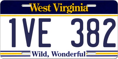 WV license plate 1VE382