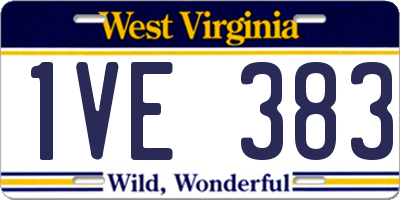 WV license plate 1VE383