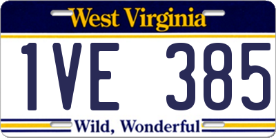 WV license plate 1VE385