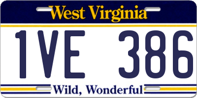 WV license plate 1VE386