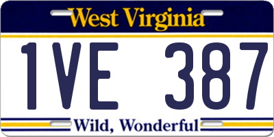 WV license plate 1VE387