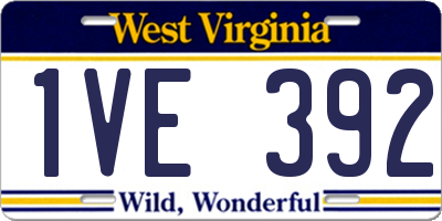 WV license plate 1VE392