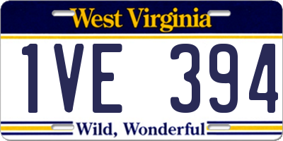 WV license plate 1VE394