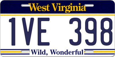 WV license plate 1VE398