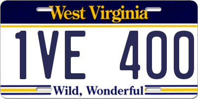 WV license plate 1VE400