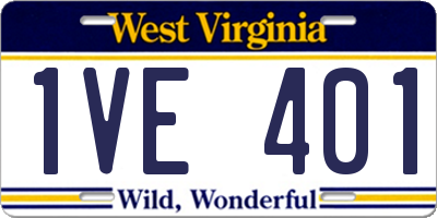 WV license plate 1VE401
