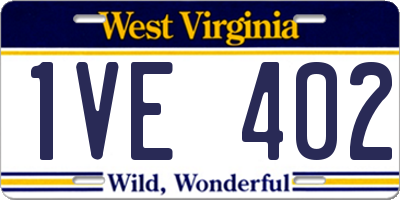WV license plate 1VE402