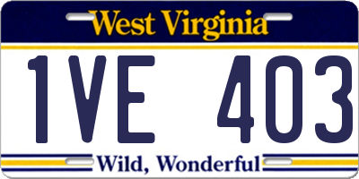 WV license plate 1VE403