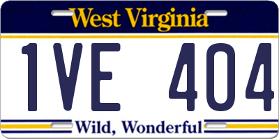 WV license plate 1VE404