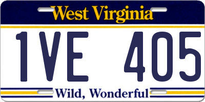 WV license plate 1VE405