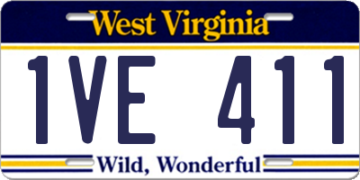 WV license plate 1VE411