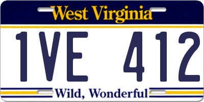 WV license plate 1VE412
