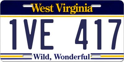 WV license plate 1VE417