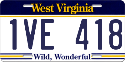 WV license plate 1VE418