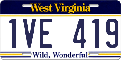 WV license plate 1VE419